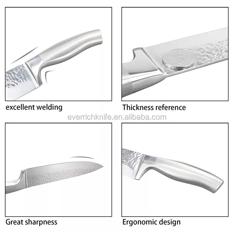 الفولاذ المقاوم للصدأ جوفاء التعامل مع طحن وتلميع مجموعة سكين مطبخ 